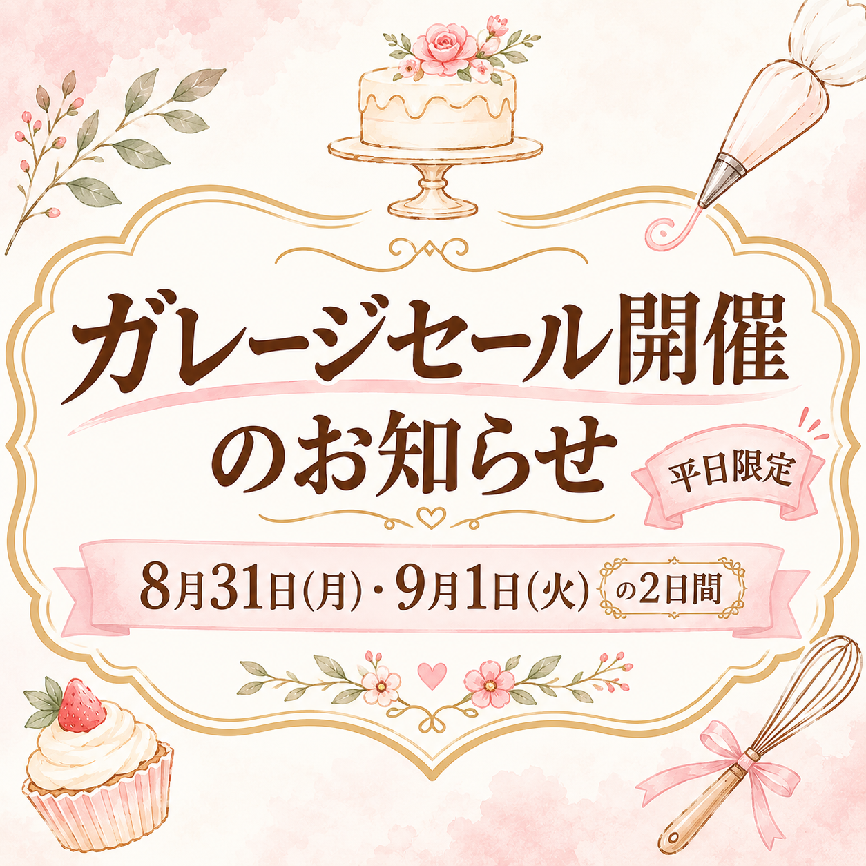 【2日間限定】日頃の感謝を込めて。特別な「ガレージセール」を開催いたします🍰